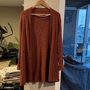Belldini brownish orange long sleeve soft Sweater jacket Cardigan size Large